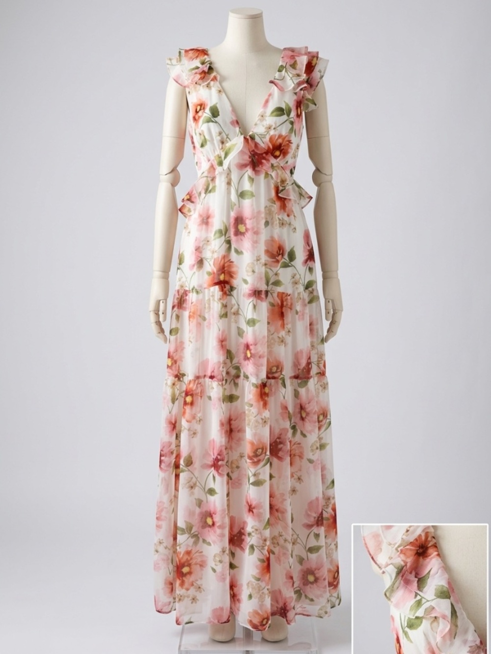 AQUA Ruffle Maxi Dress